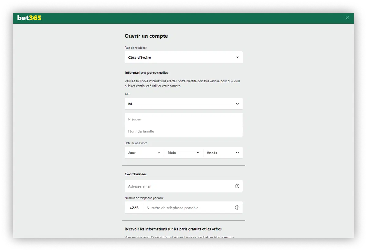 formulaire d'inscription bet365