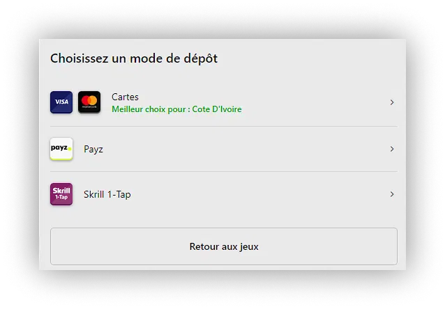 modes de depot betway