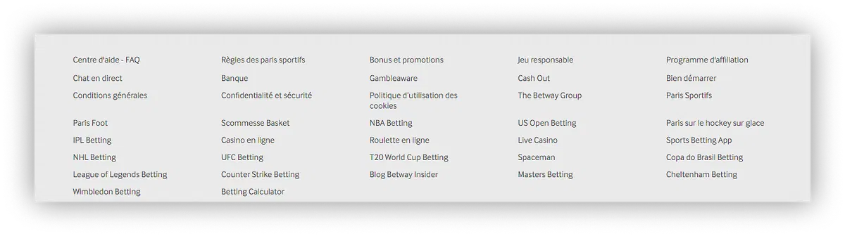 partie d'informations betway