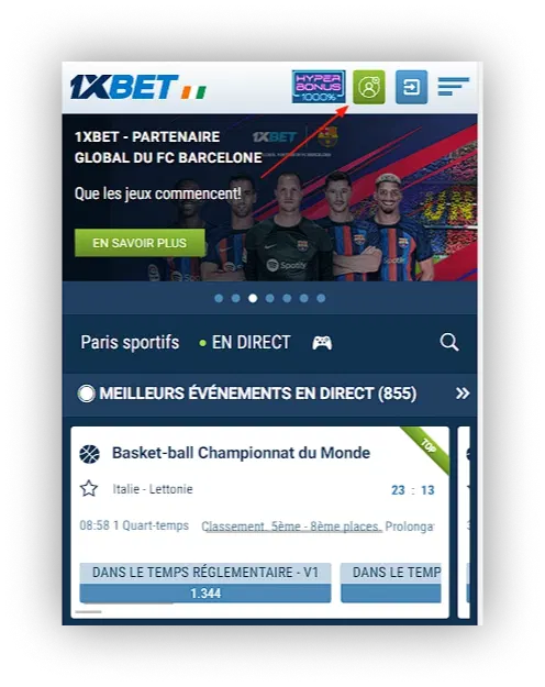 Autorisation dans 1xBet