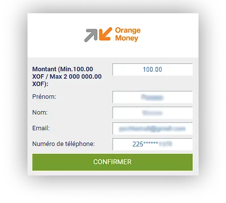 information de paiement orange money