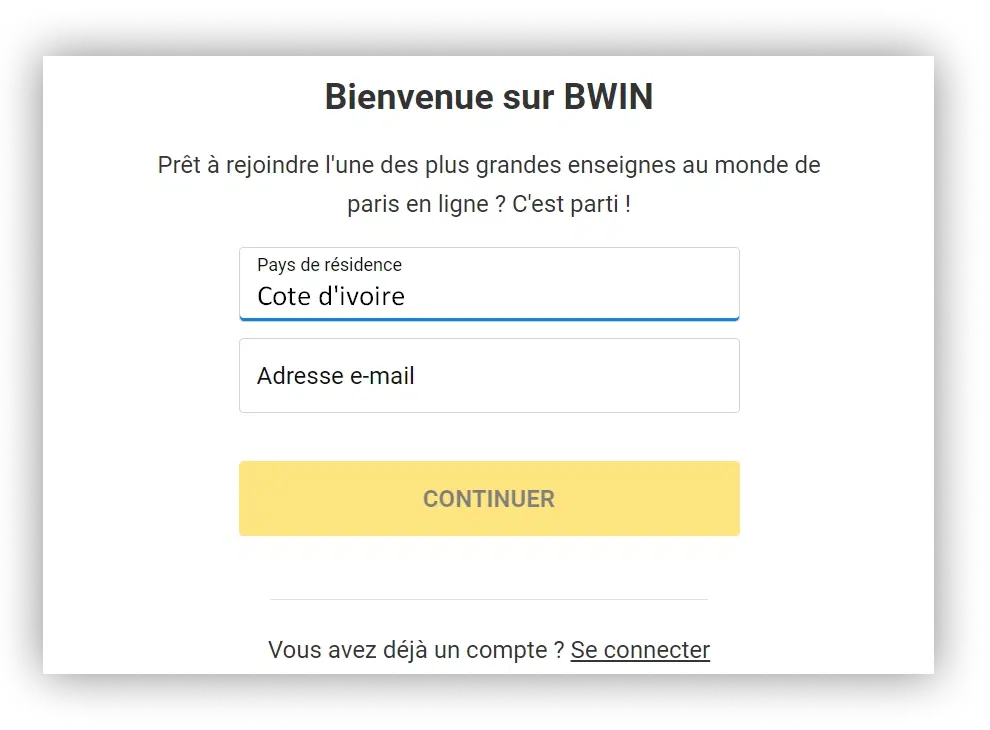 formulaire d'inscription bwin