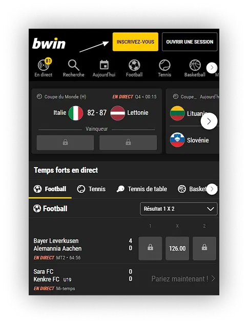 inscrivez-vous bwin