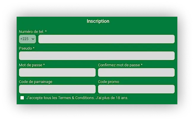 formulaire d'inscription