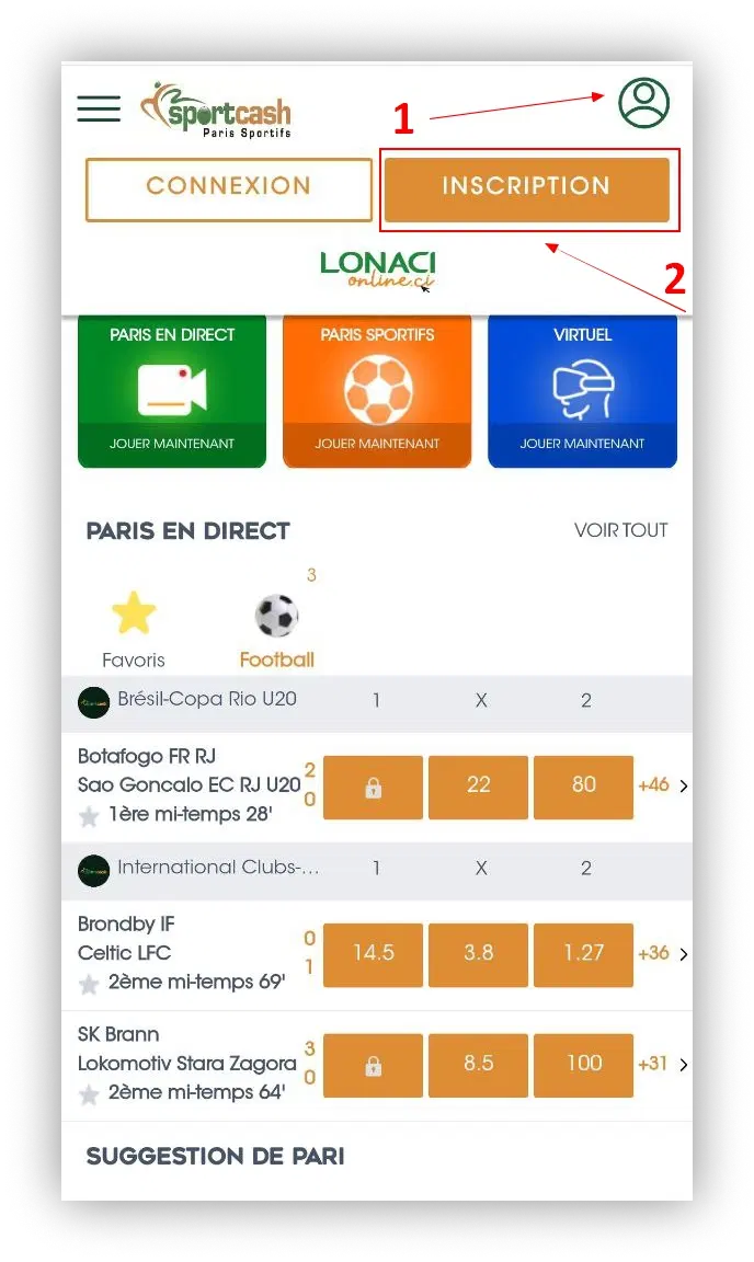 Inscription sportcash