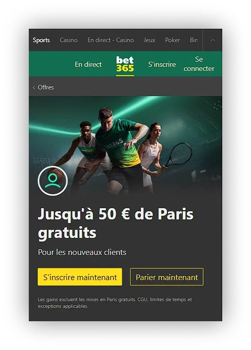 gratuits bet365 50 euro