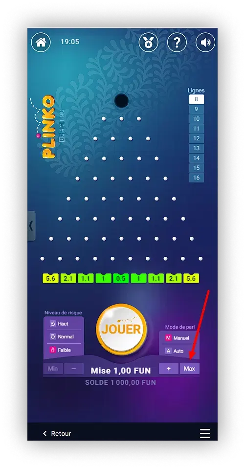 jouer a plinko 1win