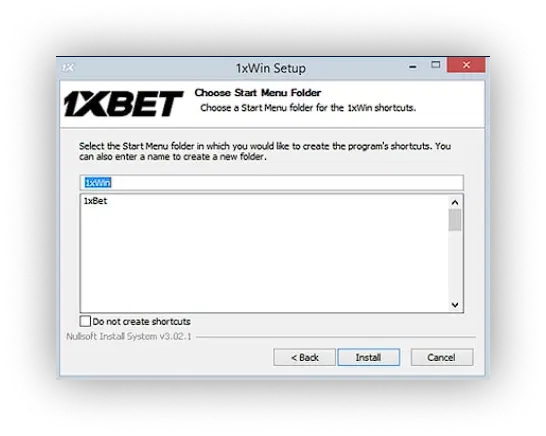 installation 1xbet