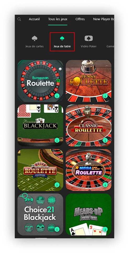 jeux de table bet365