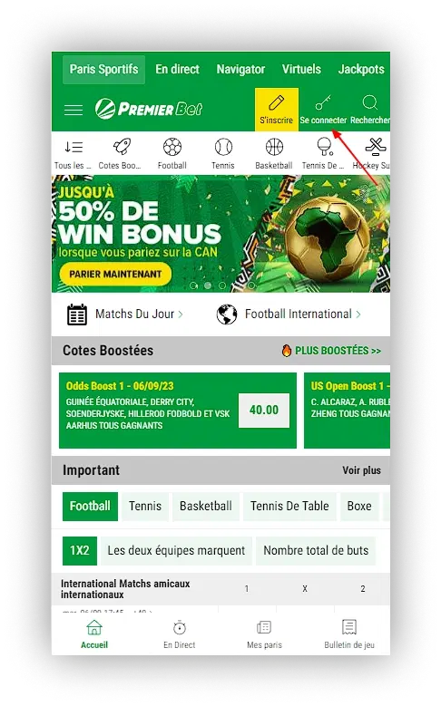 connexion premierbet