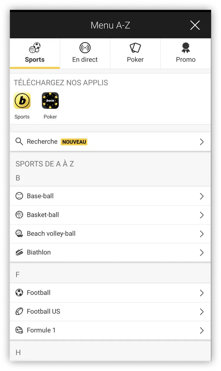 version mobile bwin