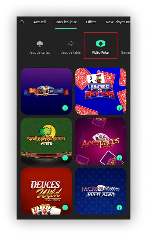 video poker bet365