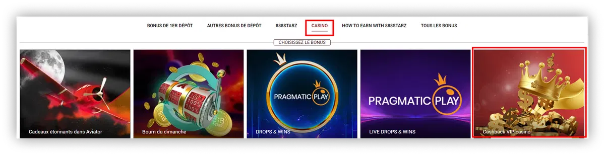 Cashback VIP Casino 888Starz