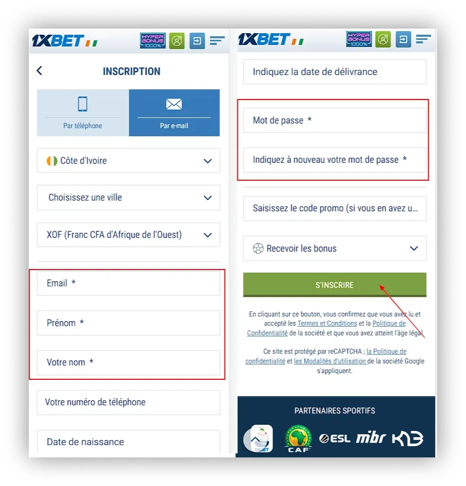 1xbet INSCRIPTION MOBILE