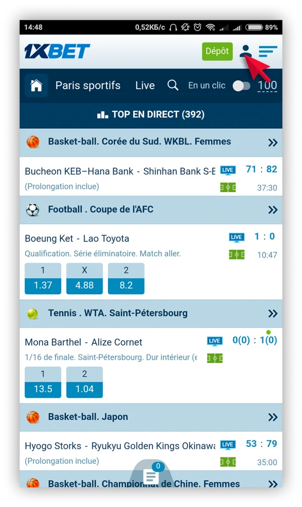 vorte compte 1xbet