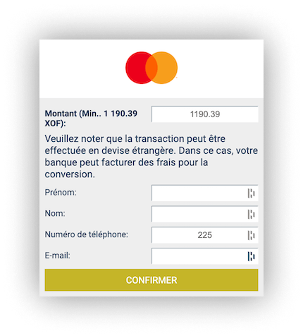 l’information nécessaire de paiement