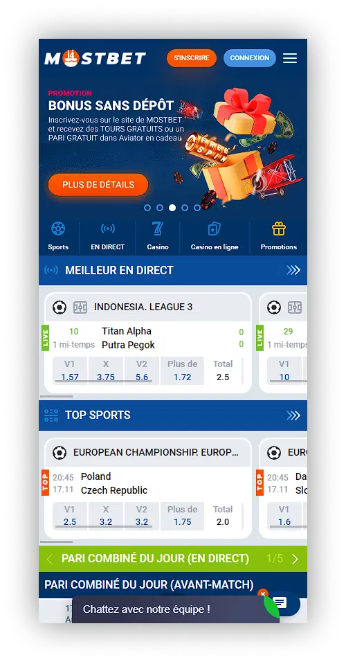 Version mobile Mostbet