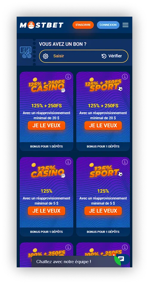 Bonus et promotions de Mostbet