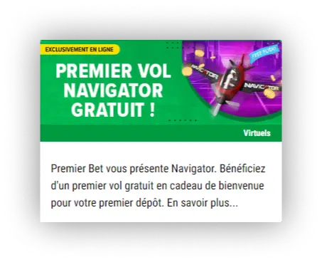 Bonus de bienvenue dans le jeu Navigator Premier Bet 