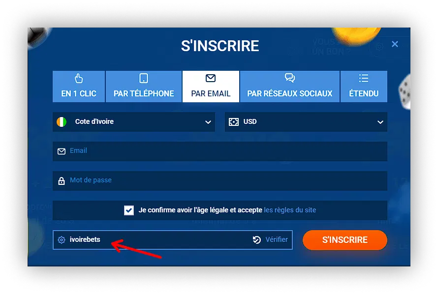 code promo ivoirebets