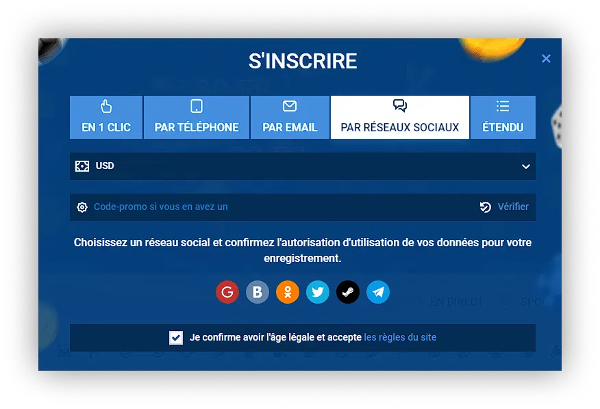 inscription par réseaux sociaux mostbet