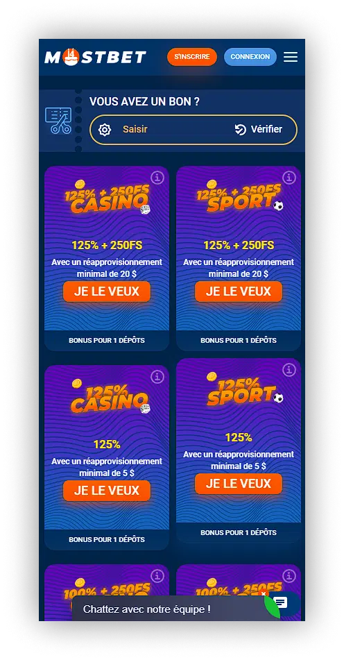 les bonus de Mostbet