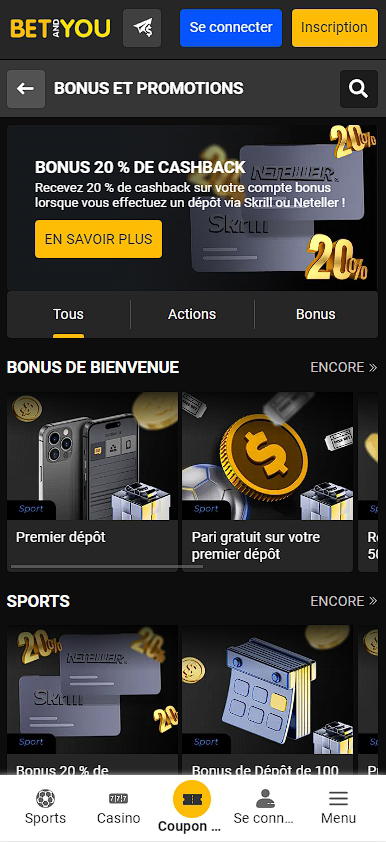 Bonus et promotions Betandyou