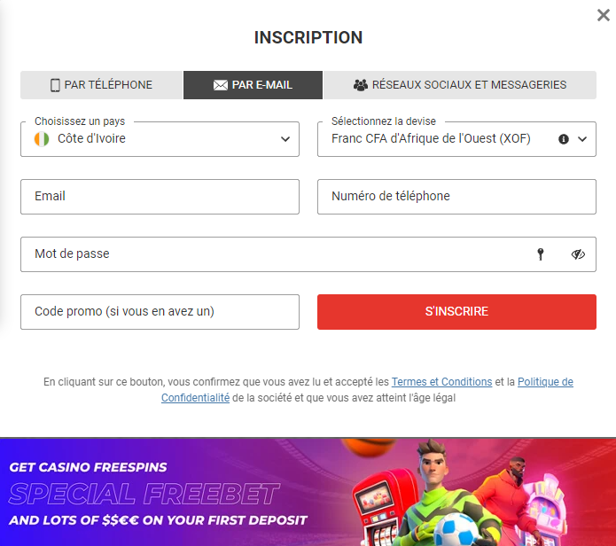 Création d'un compte Megapari par E-mail