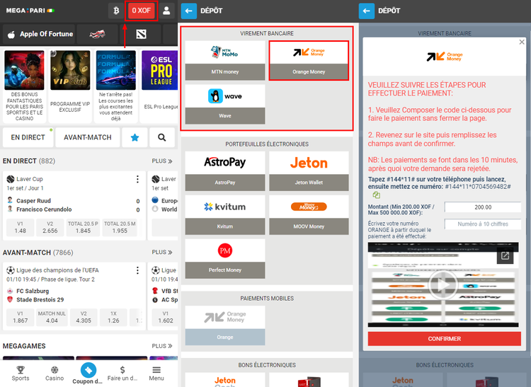 Comment déposer sur Megapari avec Orange Money ?